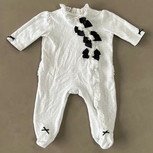 Little Me Ruffled Black and White Footie Bodysuit